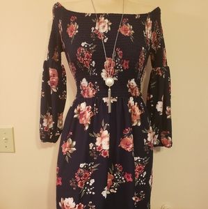 Justify Flowered Mini Strapless Dress